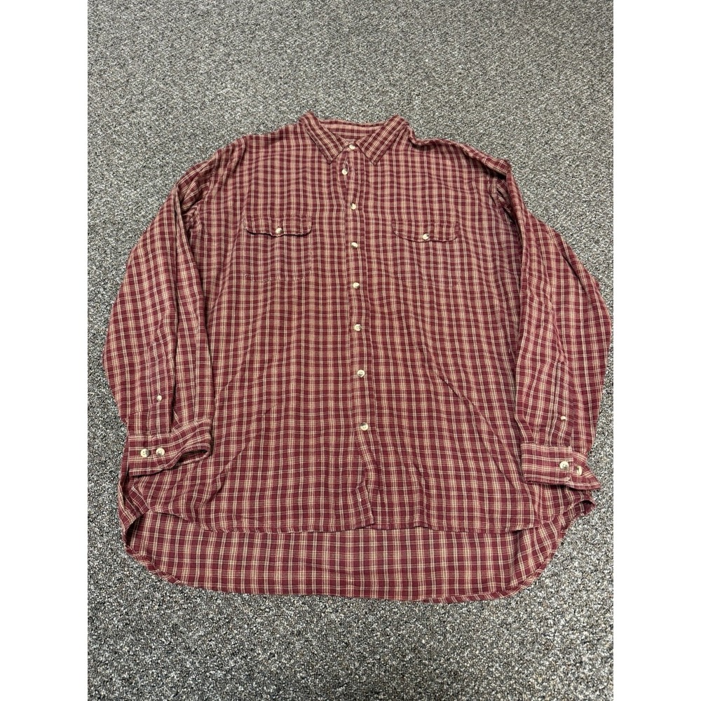 Harbor Bay Sport Flannel 100 Percent Cotton Plaid Size 3xl Red